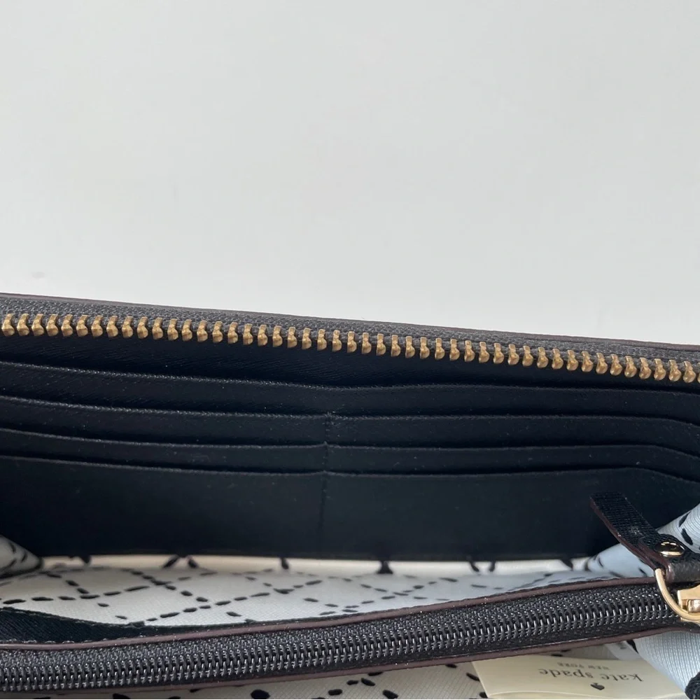 Kate Spade New York Laurel Way Neda Saffiano Leather Zip Around Black Wallet